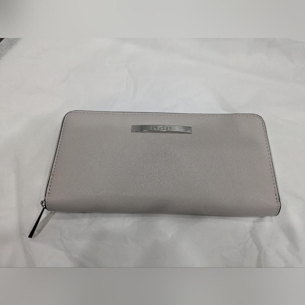 Under One Sky Zip Around Continental Wallet - Stone Grey Vegan Leather EUC